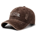 Gorra de béisbol café oscuro lavado con bordado vintage y detalles de desgaste - Ajustable / café