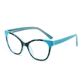Blue tortoise shell cat-eye glasses frame with transparent blue temples for women - Blue Floral Frame Clear Lens