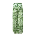 Pantalon large en maille à motifs tourbillons verts avec fente latérale élégante - S / Bottoms / Marbre Vert