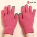 Rose red knitted touchscreen gloves with grey fingertips and warm ribbed cuffs - Regular Knit Touchscreen Style / Rose Red
