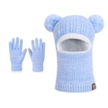 Kids winter set in light blue featuring a fleece lined balaclava and touchscreen gloves - Two-tone Lake Blue