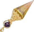 Natürliches Citrin Hexagonal-Pendel mit Amethyst und goldener Kette für Meditation - Citrin