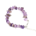 Close-up of natural amethyst chips bracelet with adjustable silver lobster clasp - Purple Crystal