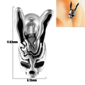 Skull rabbit stud earring in vintage silver with 11.63mm by 6.15mm dimensions - Skeleton Rabbit - Vintage Silver