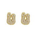 Chic 18k gold plated brass letter U stud earring with sparkling cubic zirconia pavé - Letter U