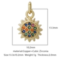 Golden sun pendant with multi-color cubic zirconia stones for DIY jewelry making - Multicolor Zirconia Style 10 / Gold