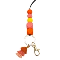 Silicone bead lanyard with orange-pink gradient tassel and golden lobster clasp - Orange Pink Yellow