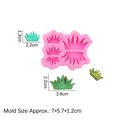 Rosa Silikonform für Gras- und Kronenformen mit grünem Harzbeispiel auf weißem Grund - 2# Grasbüschel / Rosa