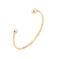 Detalle de brazalete abierto de acero inoxidable dorado de 3mm con diseño de doble bola - Dorado