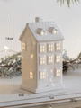 White ceramic house night light 14cm height for Christmas table decoration - Villa Style