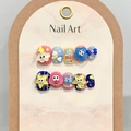 Handmade 3D cartoon press-on nails set with colorful star, heart and floral designs - Extra Small (XS) / 1595 Short Round