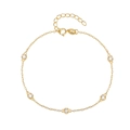 Pulsera clásica de plata 925 bañada en oro con cinco diamantes redondos y sello Italia - Dorado
