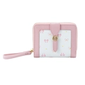 Portafoglio da donna rosa e bianco con motivo a fiocco e chiusura a scatto in metallo - Rosa