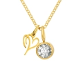 Collier doré en acier inoxydable avec pendentif cœur ajouré et zircon rond - Lettre P / Or