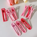 Pink and rose red Y2K hair clips set in rectangle and X shapes for girls and women - 9-Piece Set / Mixed Pink Duckbill Clips 9-Piece