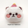 Detailed view of plush white bear head accessory with birthday hat and 7x6cm dimensions - Santa Hat Bear (White) / DIY Style (Back Opening)