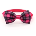 Pink and black plaid pet bowtie accessory with elastic band for dogs and cats - 3-Pink Black Plaid Bow Tie