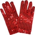 Sparkling red sequin full finger performance gloves for kids stage dance and parties - One Size / Red
