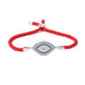 Classic red string evil eye bracelet with micro-pave cubic zirconia and adjustable cord - Red Rope-Silver Eye