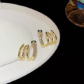 Golden snake-shaped stud earrings with clear crystals and green rhinestone eyes - Pair (Silver Earring Post) (7#) / Gold