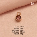 Rose gold stainless steel birthstone charm with pink gemstone and measurement details - Light Purple