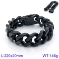 Pulsera cubana negra para hombre en acero inoxidable de 20mm con cierre seguro - 21.5cm / Negro