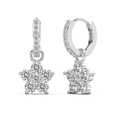 Elegant S925 sterling silver flower earrings with clear zircon stones for women - White Zirconia Silver Drop