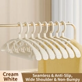 Creamy white non-slip plastic hangers with wide shoulders to prevent clothes bulging - Cream White (1PC)