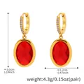 Dettaglio degli orecchini in vetro ceco rosso da 3,0 cm con specifiche di misura - Oro Rosso