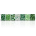 7-compartment case with varied green crushed glass and shell fragments for nail art - Green