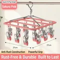 Square Sakura Pink drying rack with 18 stainless steel clips for socks, 27cm x 27cm - Square 18 Clips - Pink