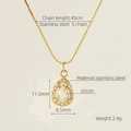 18K gold plated stainless steel teardrop zircon pendant necklace with 45cm S-chain - Gold/White Zirconia