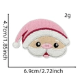 Pink Christmas Santa Claus cartoon embroidery patch with size measurements 6.9cm x 4.7cm - Pink Hat Santa 6#