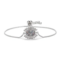 Adjustable silver fan-shaped bracelet with colorful zircon stones and box chain - Evil Eye - Colorful Zircon - Silver Metal Chain