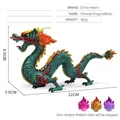 Realistic Blue Chinese Dragon mythical animal model with orange fins and 22cm solid PVC body - Blue