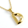 Minimalist 18K gold plated stainless steel necklace with 3D letter D pendant on O-chain - Letter D / Gold