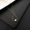 Titanium steel gold chain necklace featuring a delicate natural pink pearl pendant - 04-K12 Natural Purple Small Pearl Necklace