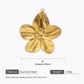 Detail of 31mm golden stainless steel flower pendant with measurements and material specs - Gold Large Flower Pendant (31mm)