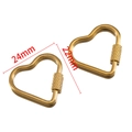 Golden heart-shaped stainless steel screw clasp connectors for jewelry, 24mm size - 04 Heart Embossed Connector - Gold