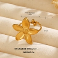 18k gold plated stainless steel flower ring featuring a matte finish and twisted band - Twisted Band Five-petal Flower (1432)