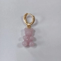 Pink gummy bear earring with a gold-plated rhinestone-encrusted hoop dangle - Light Violet