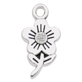 Ciondolo a forma di fiore in argento antico con cinque petali per gioielli fai da te - Girasole Retrò 12x22mm