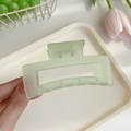 Matte light green large shark hair claw clip for thick hair with a frosted finish - Grass Green