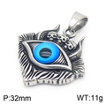 Pendente teschio punk argento vintage con occhio di demone blu in acciaio inox - Ciondolo Teschio Occhio del Diavolo Piccolo(KP120057-MZOZ)