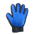 Blue rubber pet grooming glove with silicone massage bristles for shedding and cleaning - Left Hand / Blue