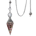 Ancient silver resin pendulum necklace with colorful crushed stones and copper coil - Tourmaline (Antique Silver)