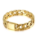 Bracciale da uomo a catena cubana in acciaio inossidabile dorato con chiusura quadra - Stile Oro Lucido / 22cm / Oro