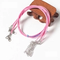 Pink 1.5mm braided wax cord necklace with metal lobster clasp for DIY jewelry making - Pink