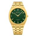 CURREN men's ultra-thin waterproof square watch with gold steel strap and green dial - All Gold / Green Dial