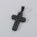 Neutral stainless steel cross pendant in matte and glossy black finish - Model B Double Layer Stitched Style (No Chain) (KP130986-HR)